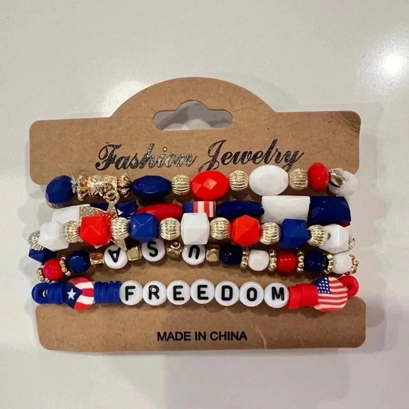 Patriotic Red White and Blue Beaded Bracelets NWT - Picture 5 of 5